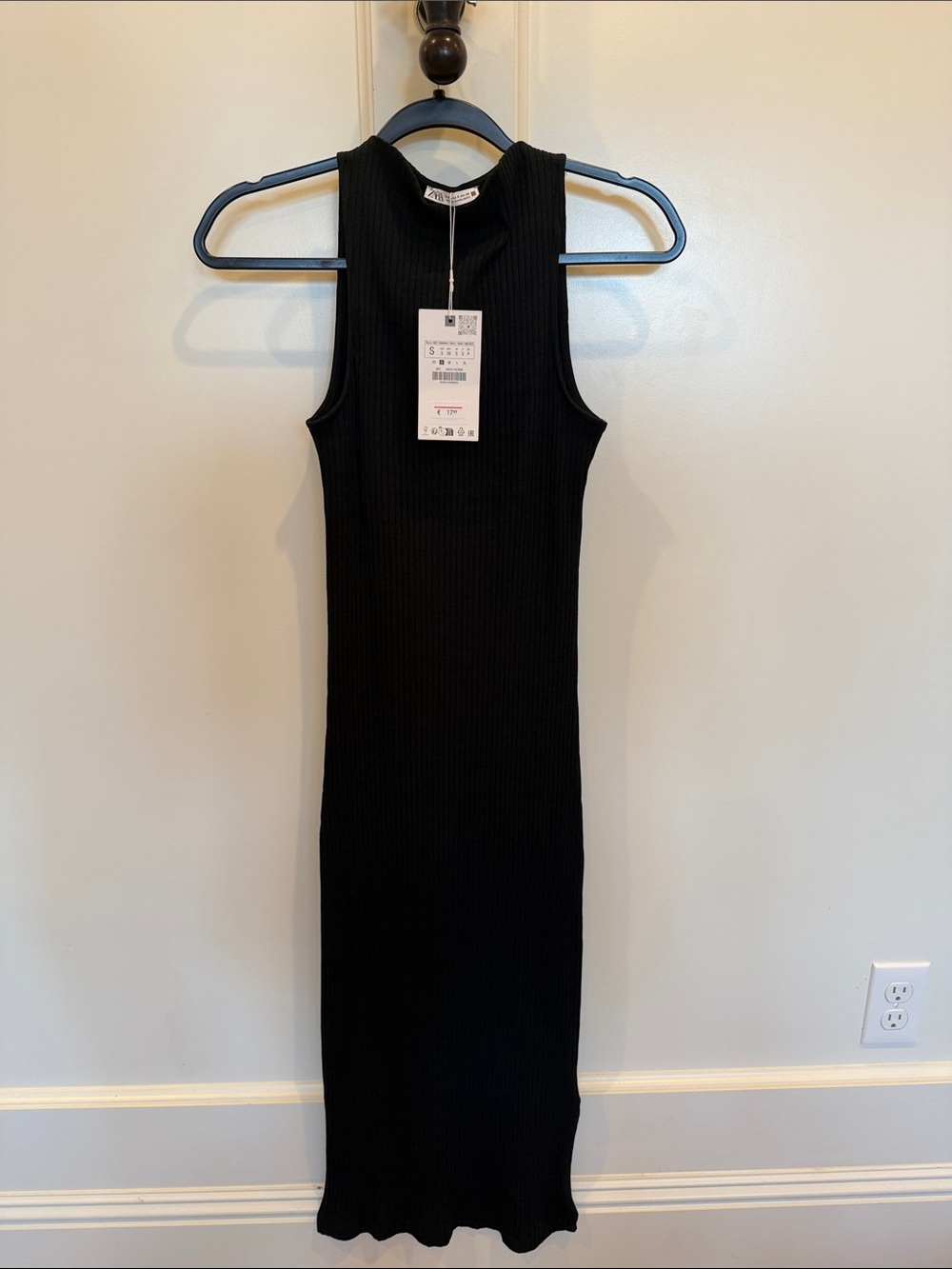Zara Black Ribbed Maxi Tank Dress